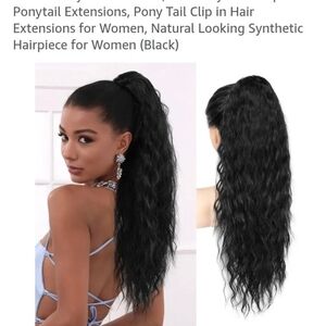 Amazon Black Wavy Synthetic Ponytail Extension